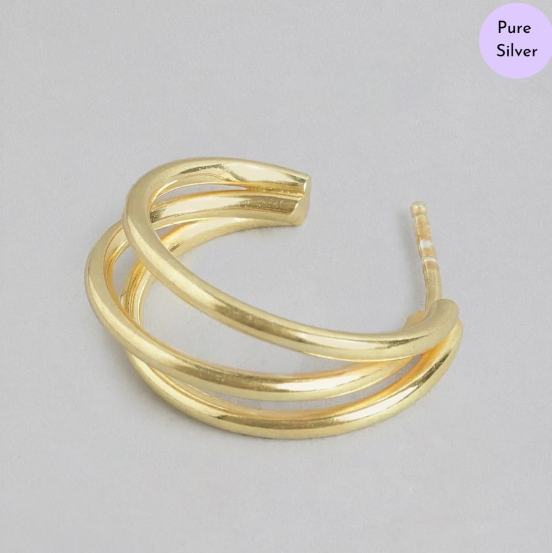 Triple Radiance Hoops Gold Plated 925 Sterling Silver Hoops