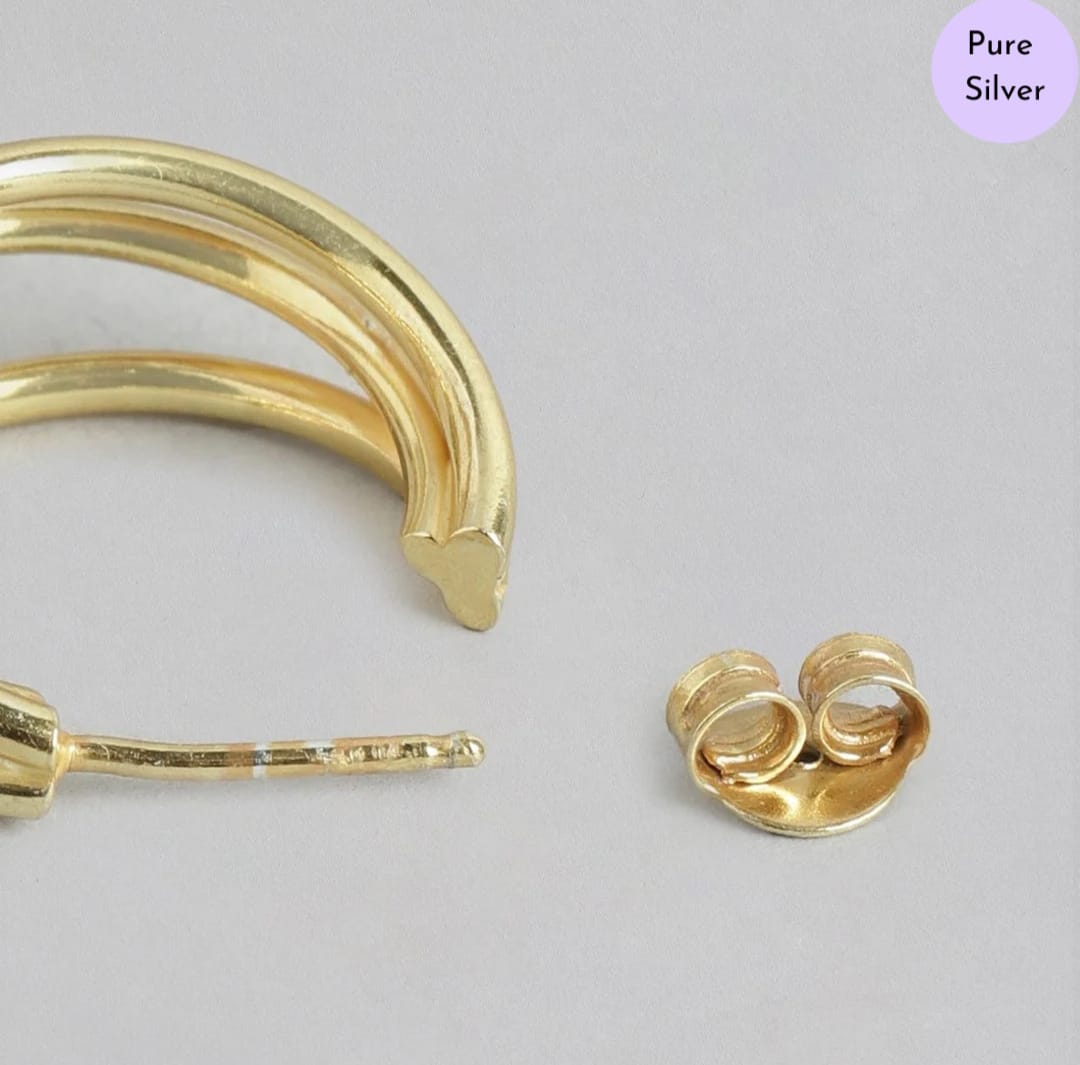 Triple Radiance Hoops Gold Plated 925 Sterling Silver Hoops