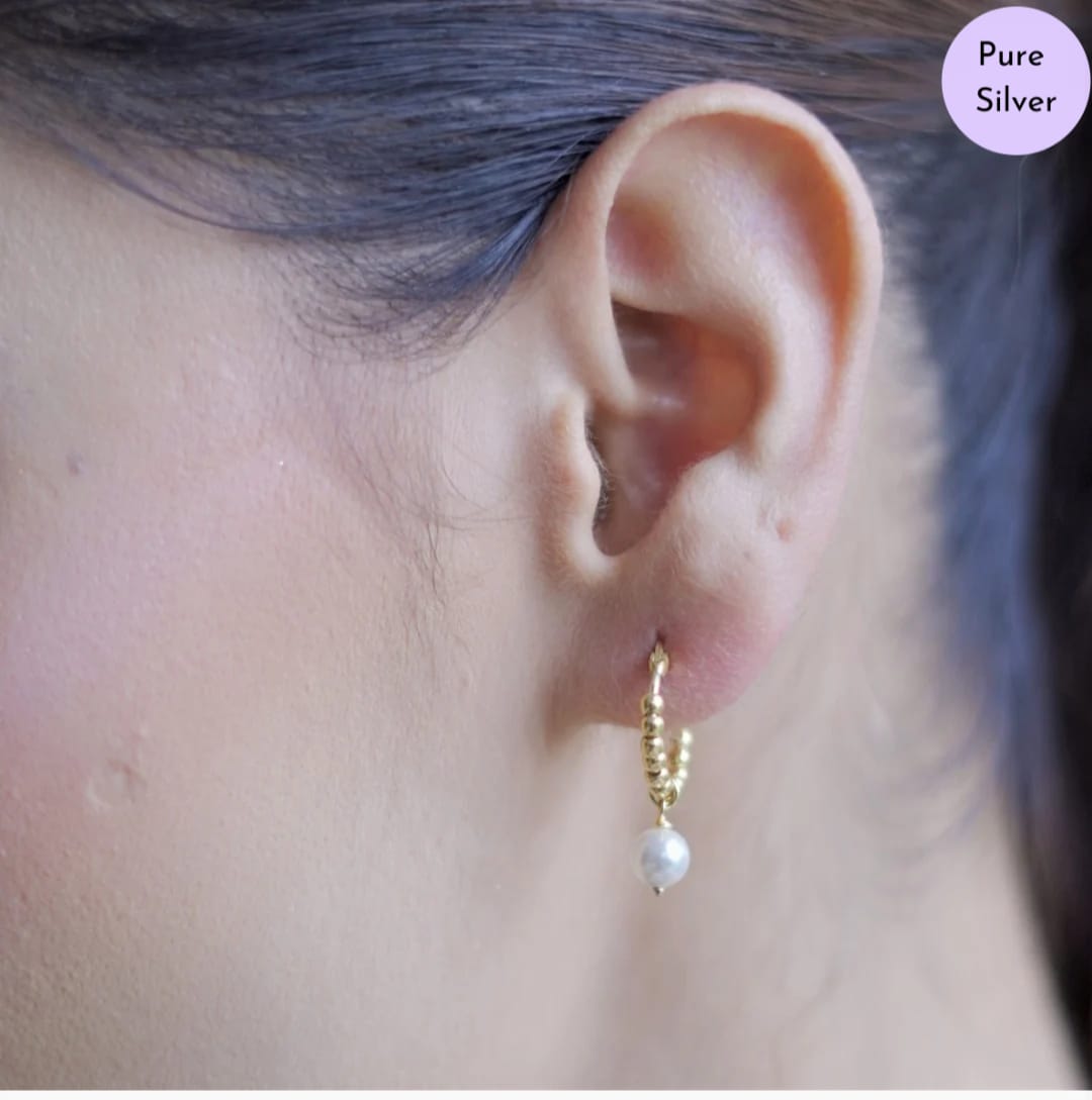 Solitaire Pearl Delight  Drop Gold Plated Earring