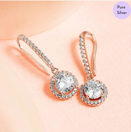 Divine Chic Rose Gold Fish Hook 925 Silver Earrings
