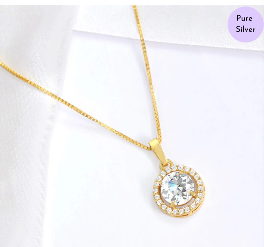 Golden Grace Gold Plated 925 Sterling Silver Pendant with Box Chain