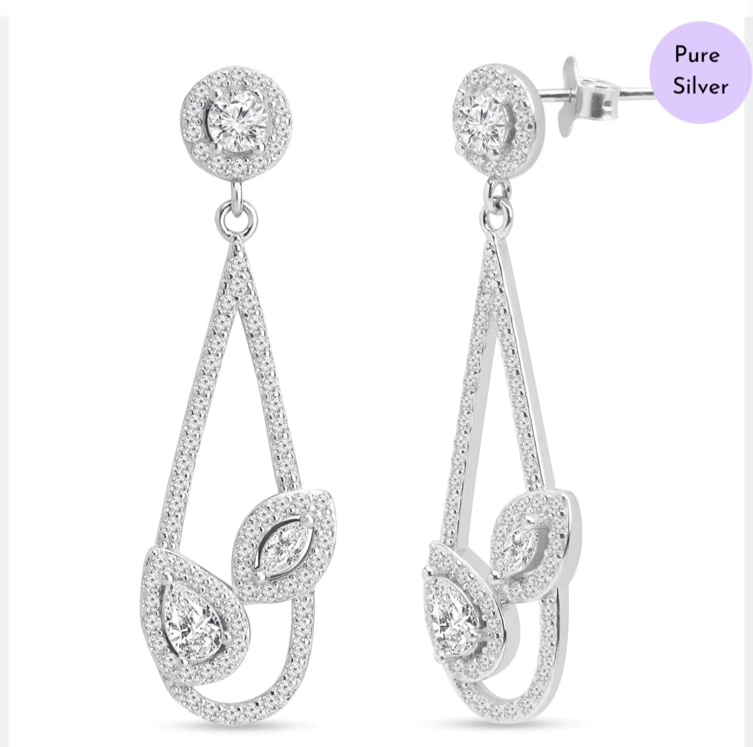 Radiant Nature Stud Rhodium Plated 925 Sterling Silver Leaf Stud Earrings
