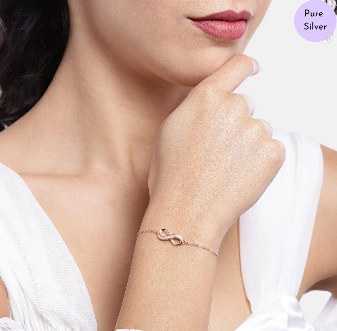Rose Gold Eternity 925 Silver Bracelet