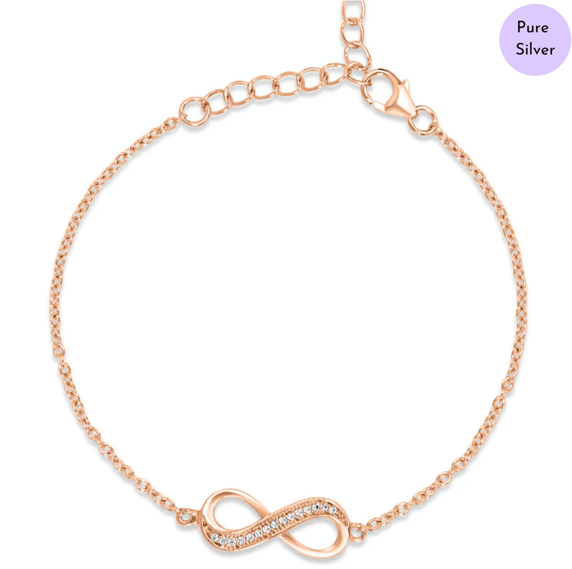 Rose Gold Eternity 925 Silver Bracelet