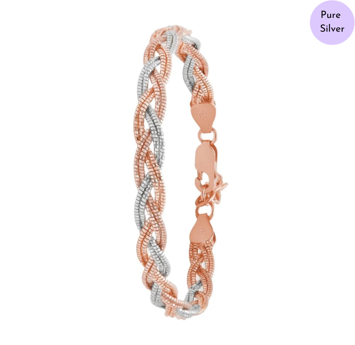 Twin Glow Weave Dual Tone Plated 925 Silver Weave Bracelet