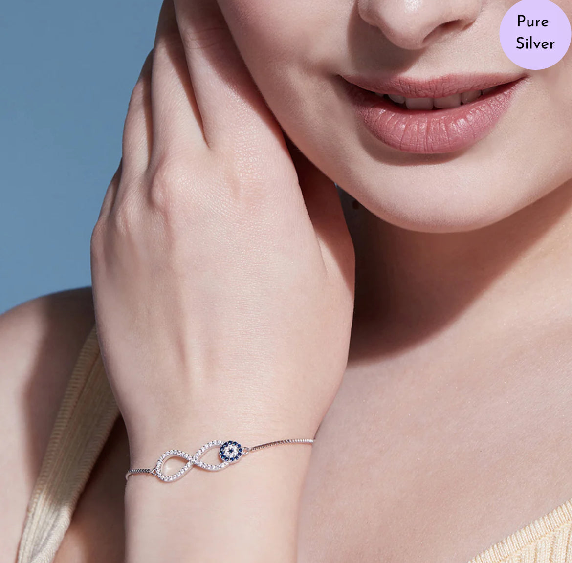 Luminous Eye Rhodium Plated 925 Silver Bracelet