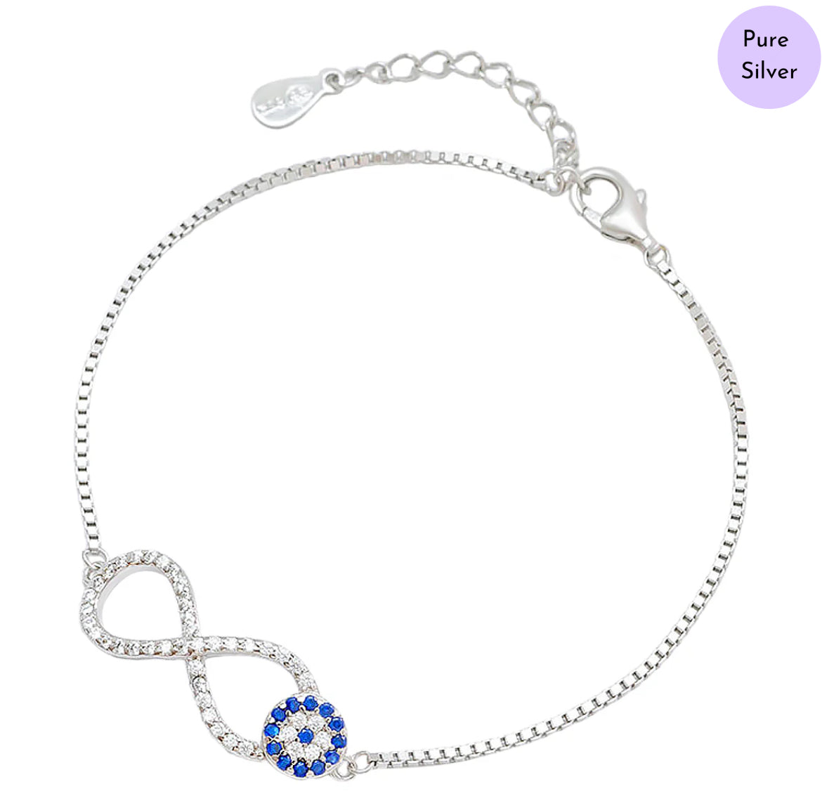 Luminous Eye Rhodium Plated 925 Silver Bracelet