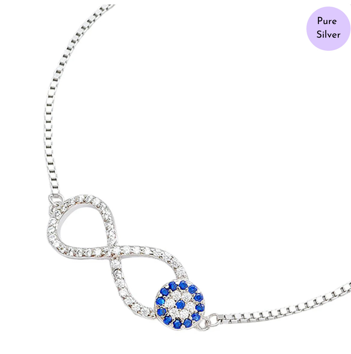 Luminous Eye Rhodium Plated 925 Silver Bracelet