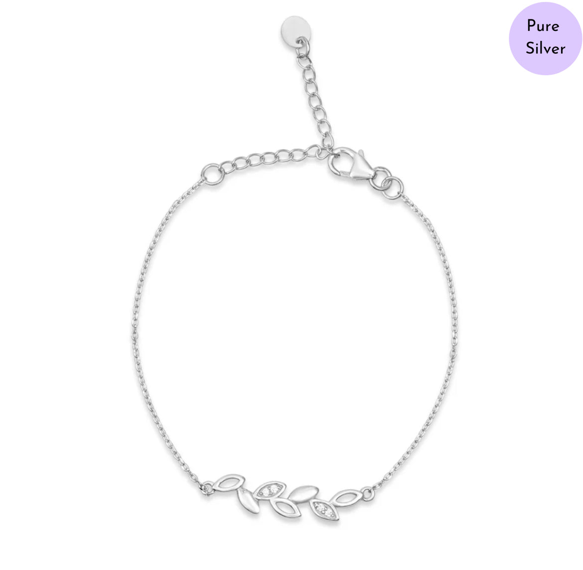 Twinkling Leaf 925 Silver Bracelet with Cubic Zirconia
