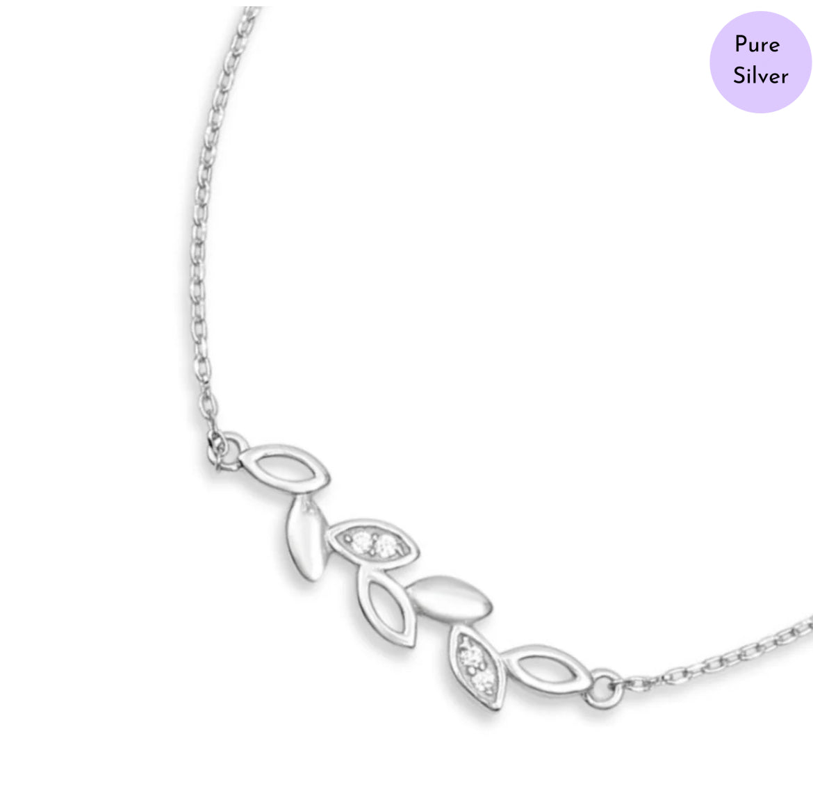 Twinkling Leaf 925 Silver Bracelet with Cubic Zirconia
