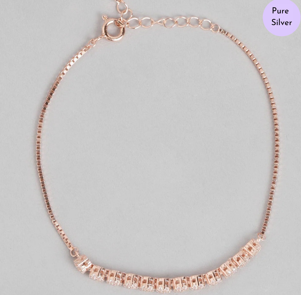 Glittering Grace Rose Gold 925 Silver Bracelet