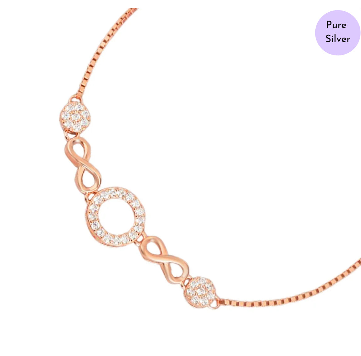 Celestial Circles Rose Gold-Plated 925 Silver Bracelet with Cubic Zirconia