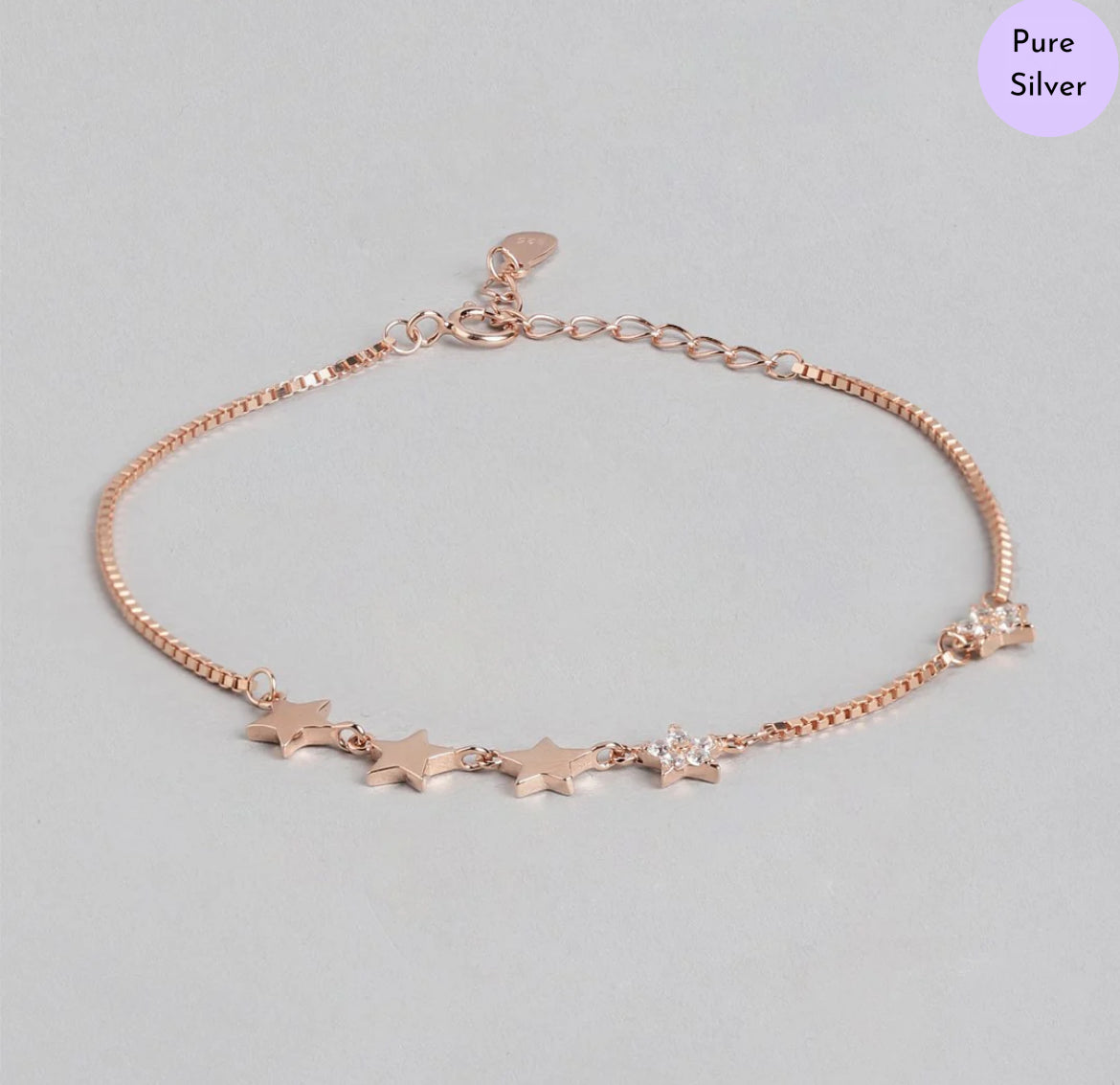 Crimson Luster Rose Gold-Plated 925 Silver Bracelet