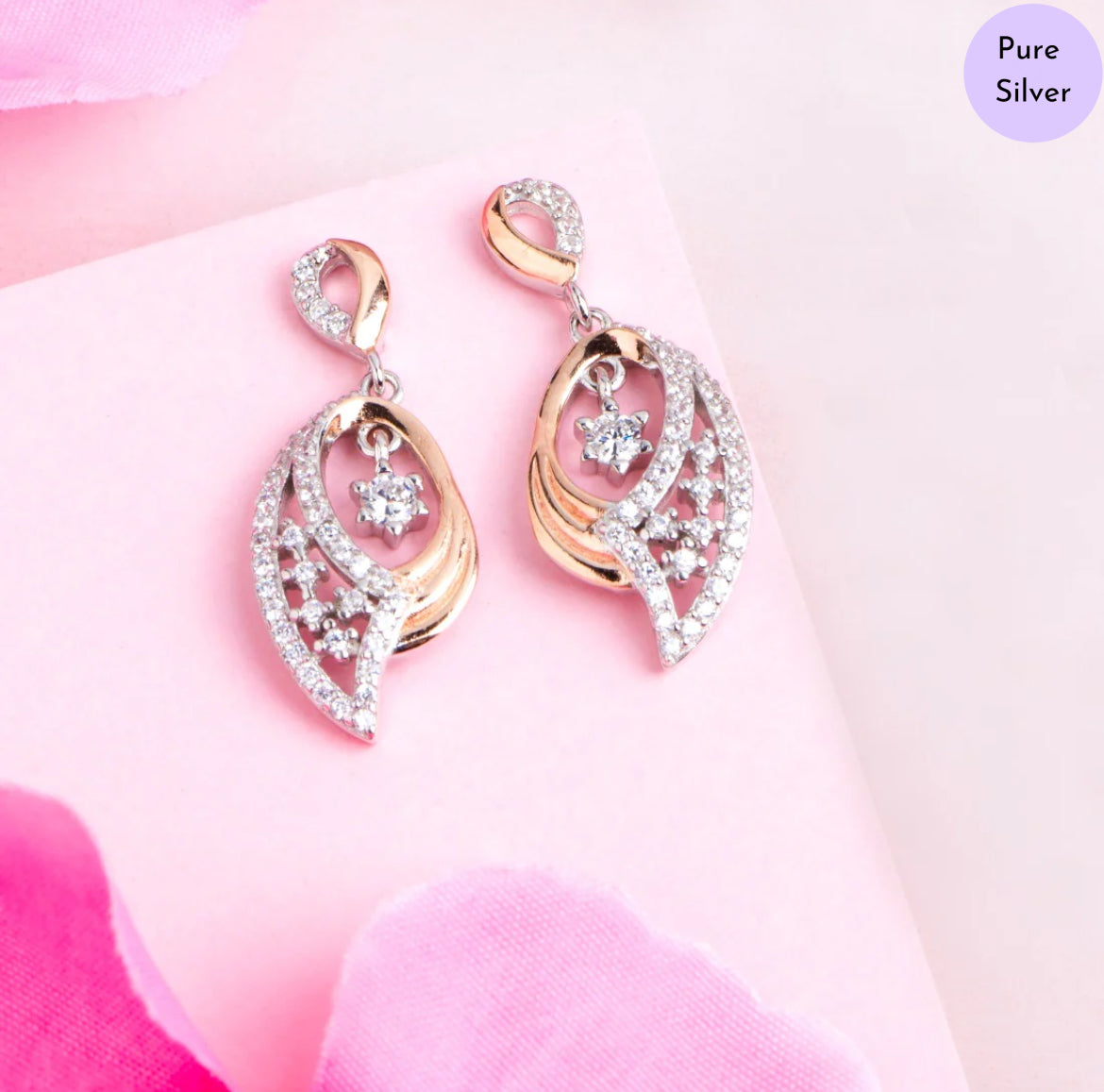 Blooming Duo Radiance Two-Tone Plated Flower Pattern Earrings