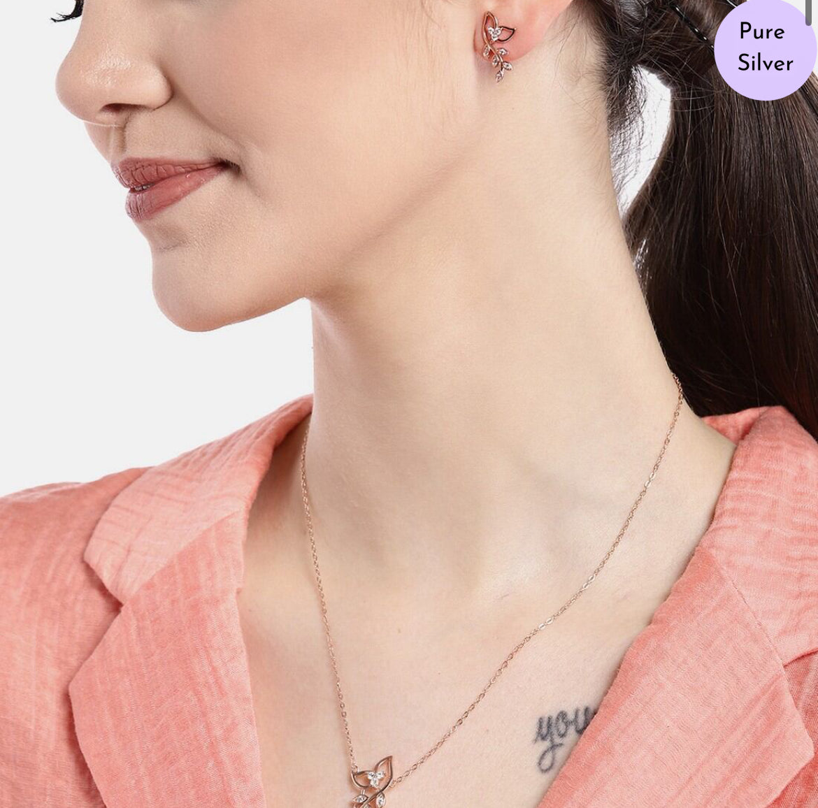 Athena's Grace Rose Gold Plated 925 Silver Jewellery Set
