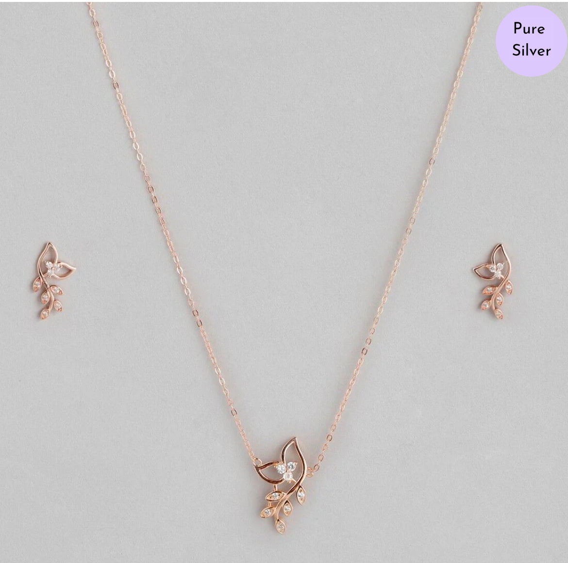 Athena's Grace Rose Gold Plated 925 Silver Jewellery Set