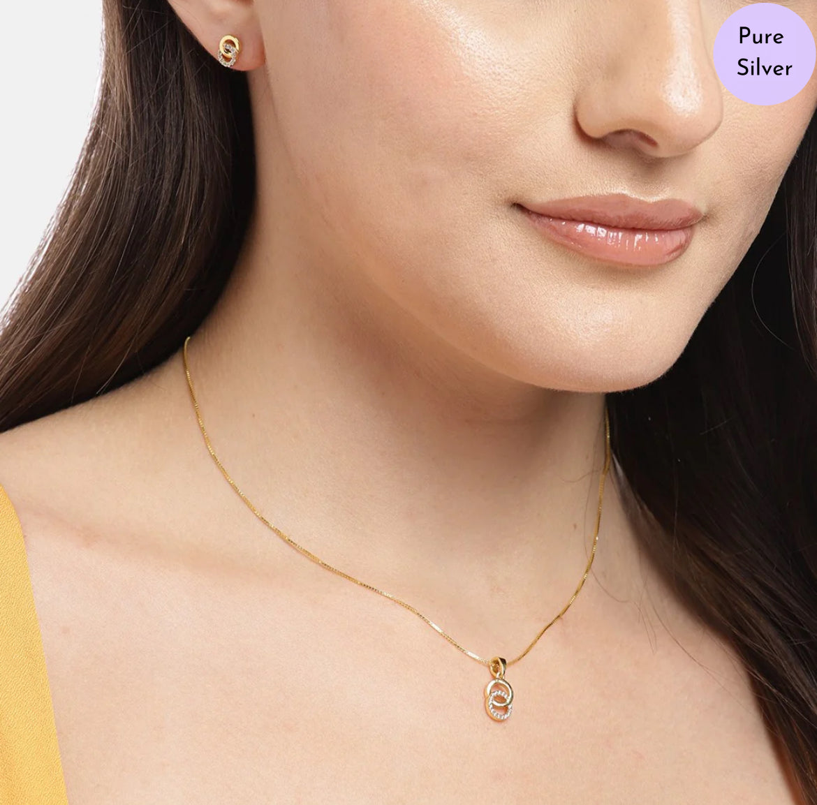 Dual Circles of Grace 925 Silver Jewelry Set with Twin Circles