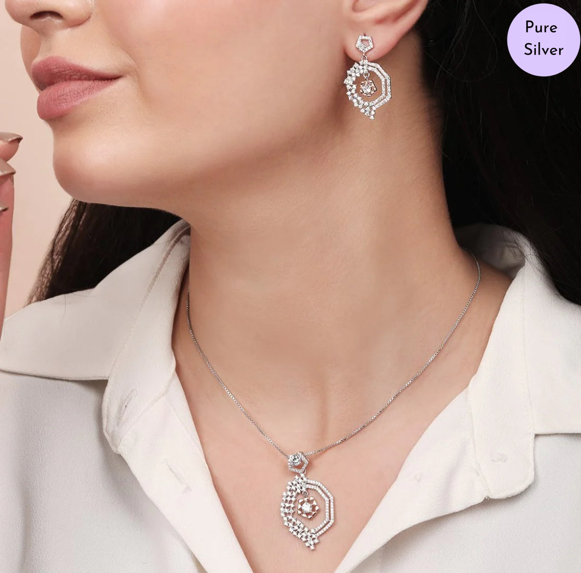 Brilliance in Balance Dual Tone-Plated 925 Silver Jewelry Set