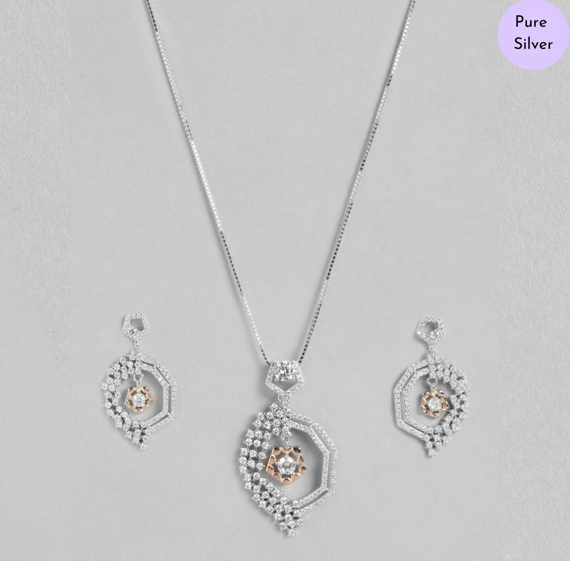 Brilliance in Balance Dual Tone-Plated 925 Silver Jewelry Set