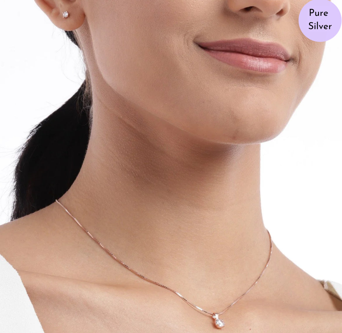 Rose Dusk Elegance Rose-Gold Plated 925 Silver CZ Jewelry Set