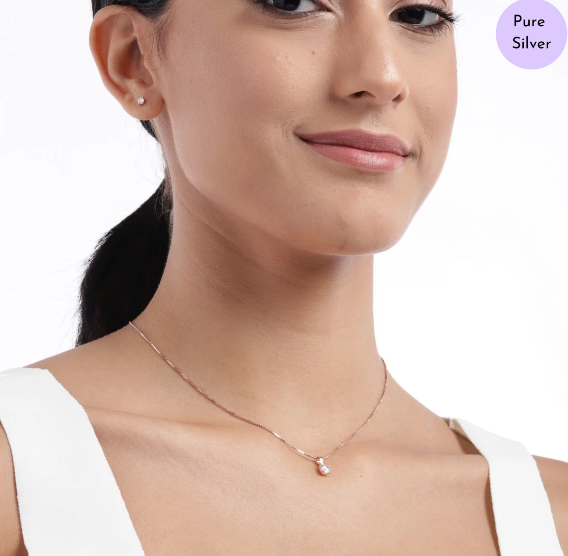 Rose Dusk Elegance Rose-Gold Plated 925 Silver CZ Jewelry Set
