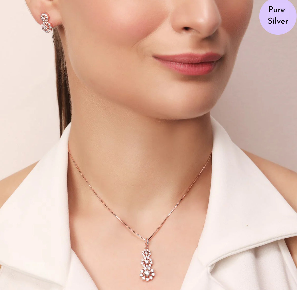 Floral Muse Rose Gold Plated  925 Silver Jewelry Set