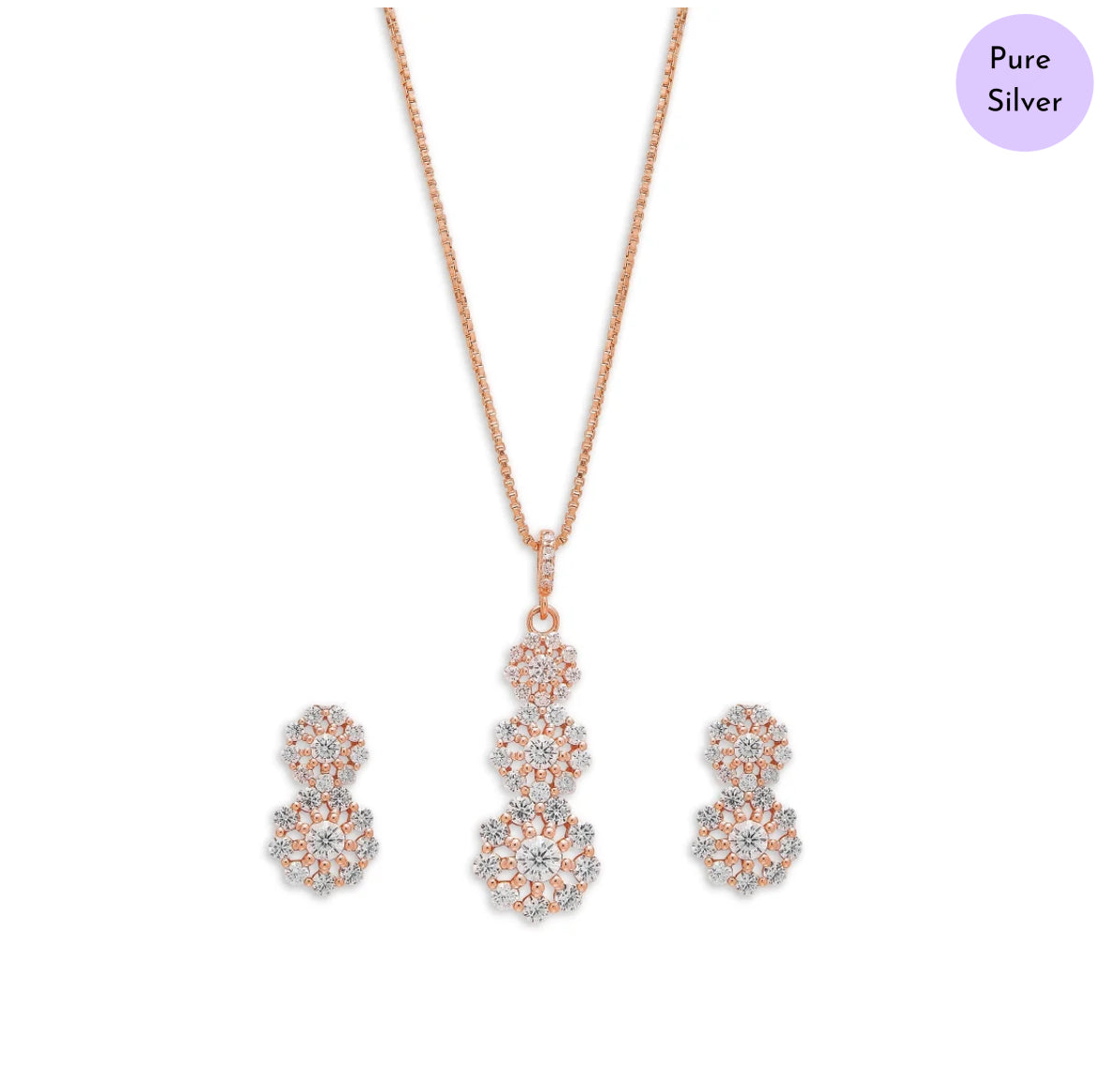 Floral Muse Rose Gold Plated  925 Silver Jewelry Set