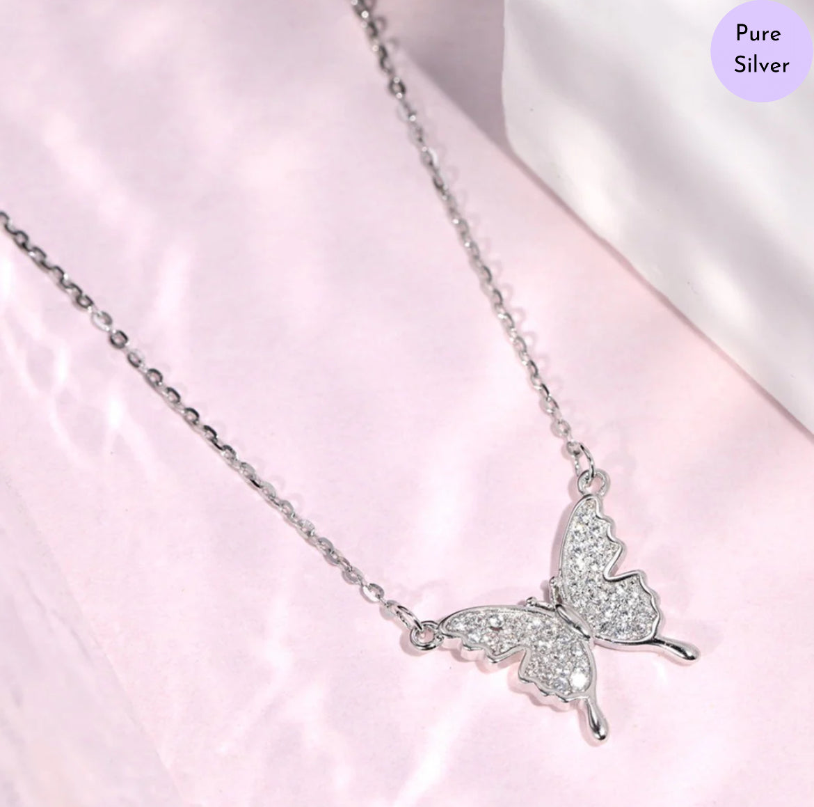 Butterfly CZ 925 Sterling Silver Necklace