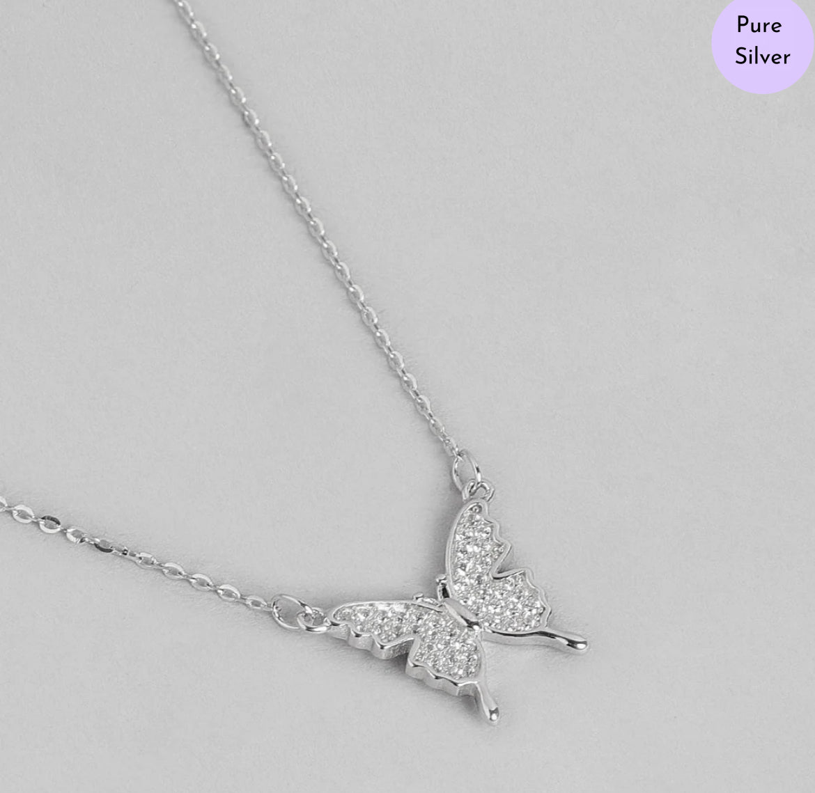 Butterfly CZ 925 Sterling Silver Necklace