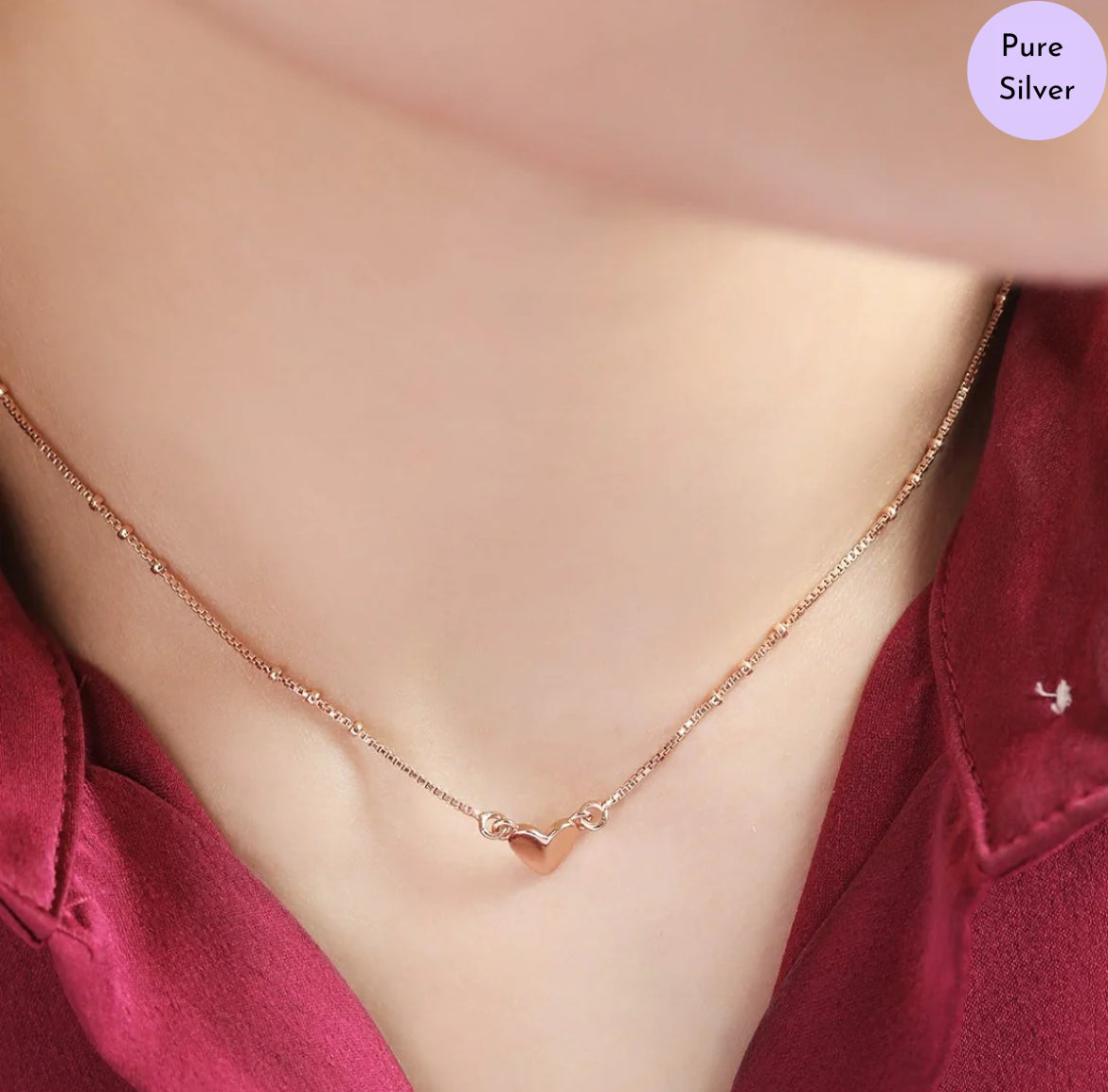 Heartstrings Rose Gold 925 Sterling Silver Necklace