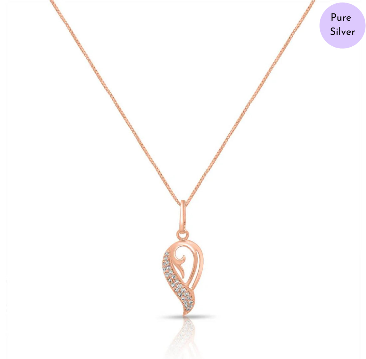 Ethernal Wings 925 Silver Rose Gold Plated Pendant with Chain