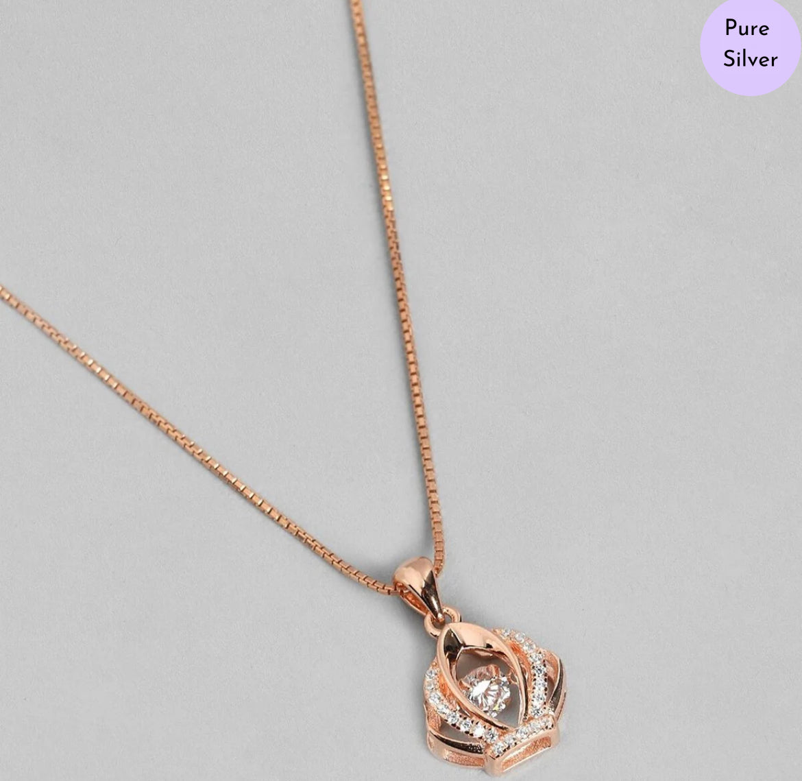 Crowned Elegance Rose Gold 925 Silver Necklace Chain