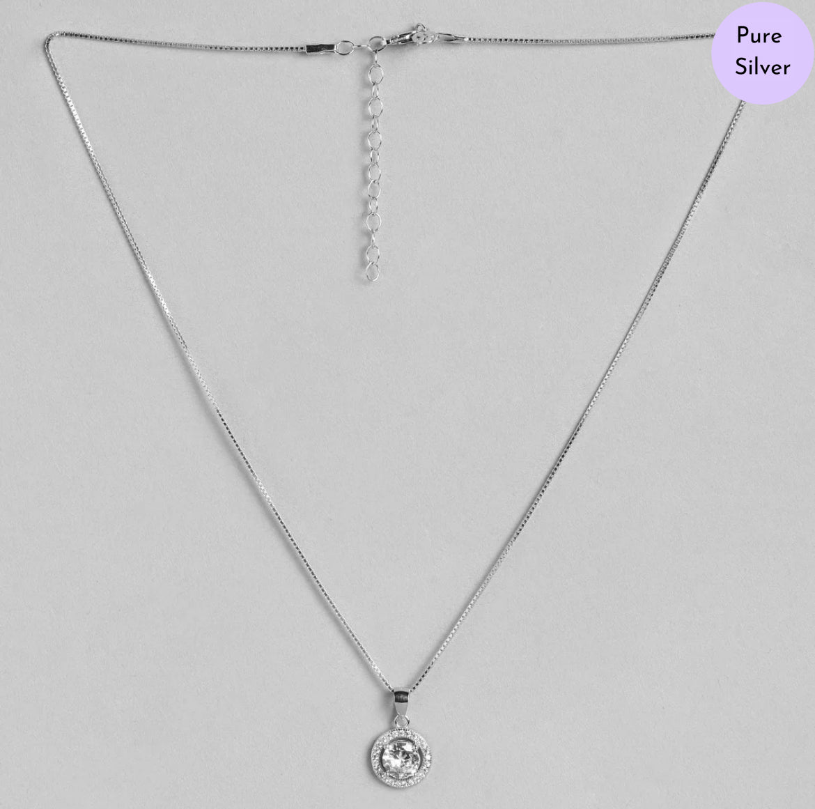 Eternal Alexis Halo Rhodium Plated 925 Silver Necklace