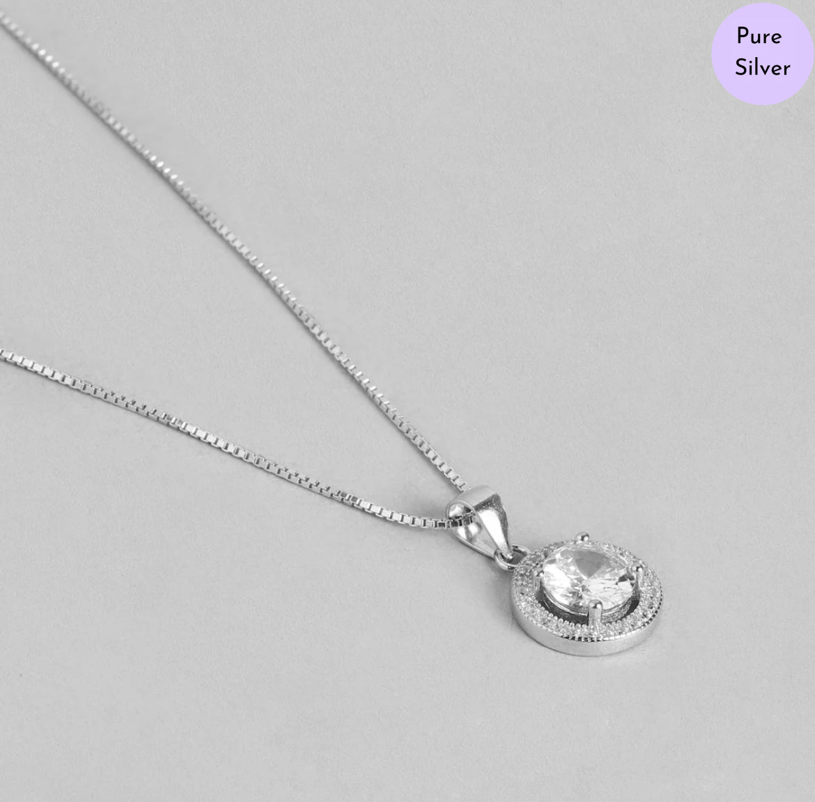 Eternal Alexis Halo Rhodium Plated 925 Silver Necklace