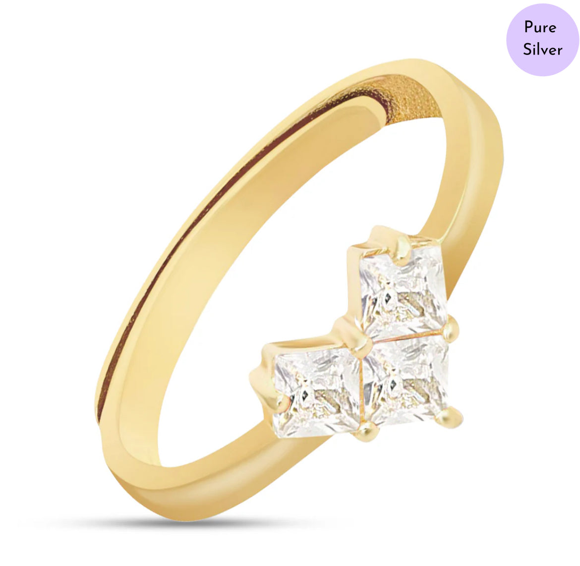 Golden Whispers Cubic Zirconia Gold-Plated 925 Sterling Silver Ring