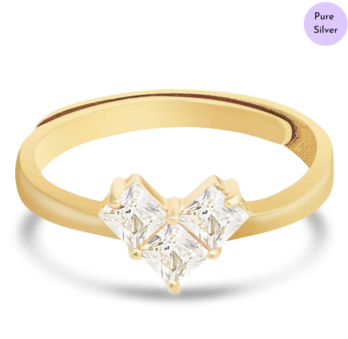 Golden Whispers Cubic Zirconia Gold-Plated 925 Sterling Silver Ring