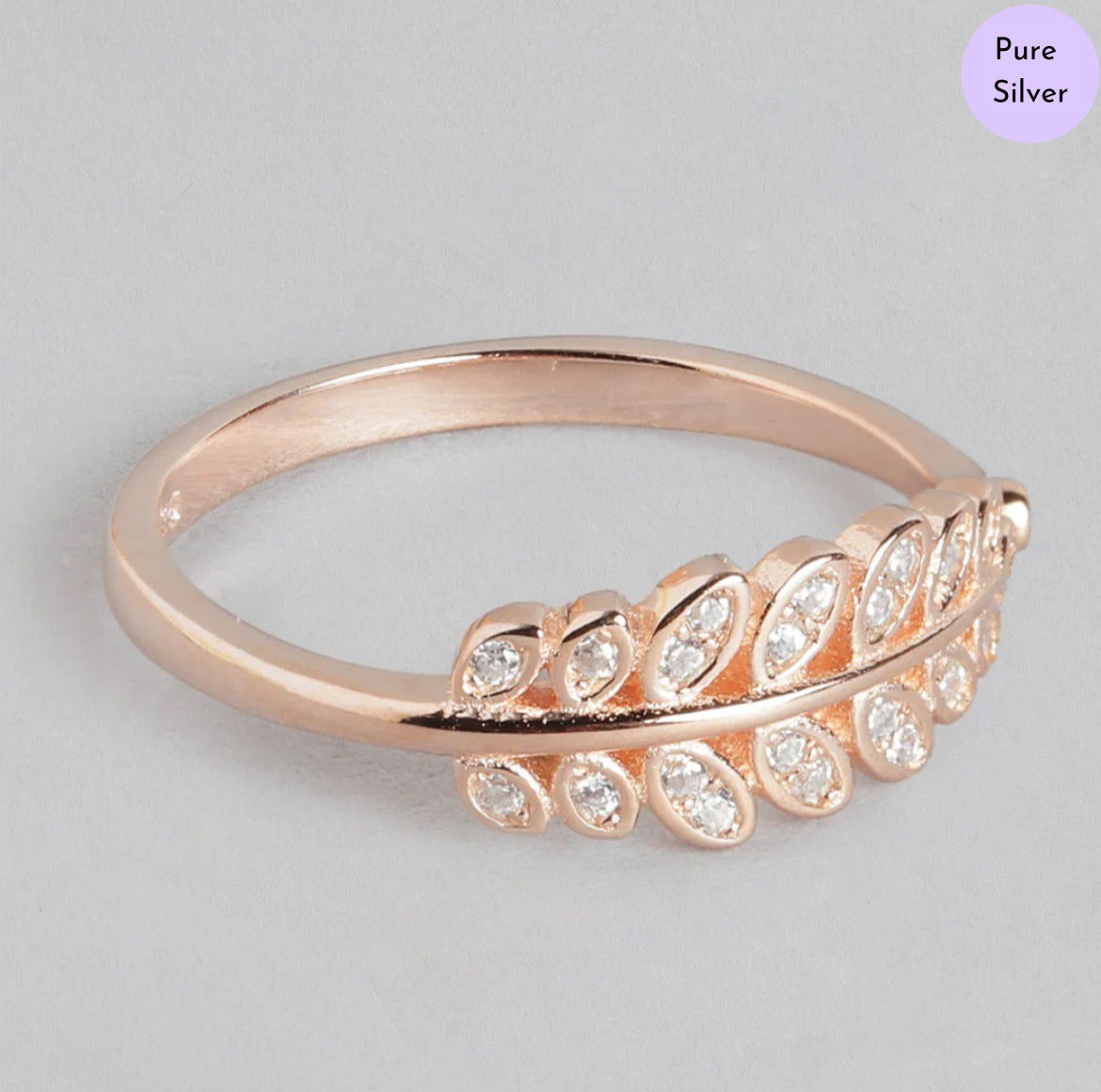Branch of Grace CZ Studded Rose Gold 925 Silver Ring (Adjustable)