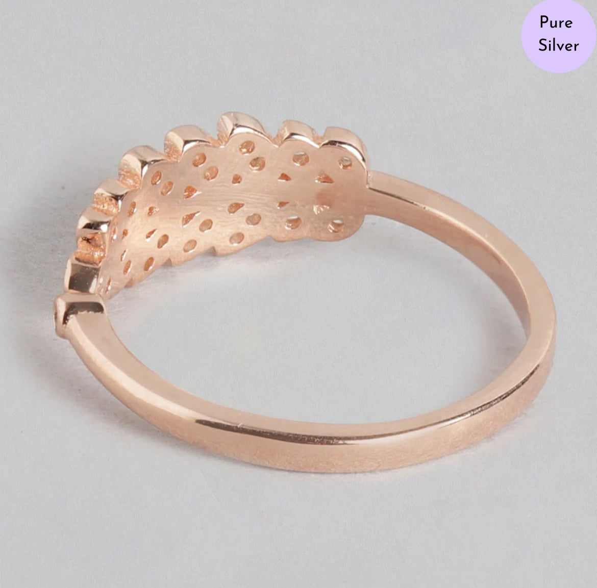 Branch of Grace CZ Studded Rose Gold 925 Silver Ring (Adjustable)