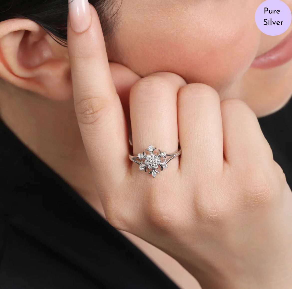 Jasmine Glow Rhodium Plated 925 Sterling Silver Women's Ring
