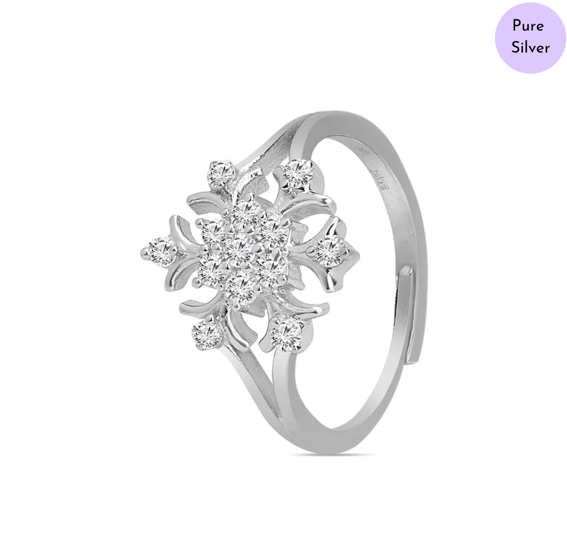 Jasmine Glow Rhodium Plated 925 Sterling Silver Women's Ring