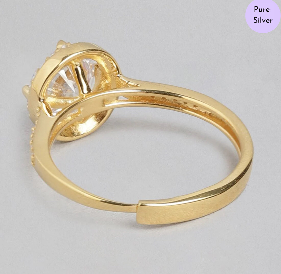 Dusky Gold Gold-Plated 925 Sterling Silver Solitaire Halo Ring