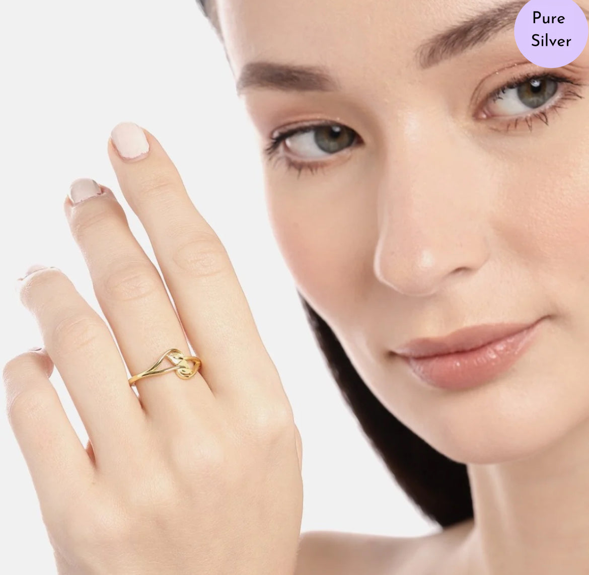 Natures's Golden Embrace 925 Sterling Silver Gold-Plated Women's Ring