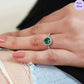 Evergreen Spark Halo CZ Studded Rhodium Plated 925 Sterling Silver Ring