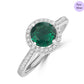 Evergreen Spark Halo CZ Studded Rhodium Plated 925 Sterling Silver Ring