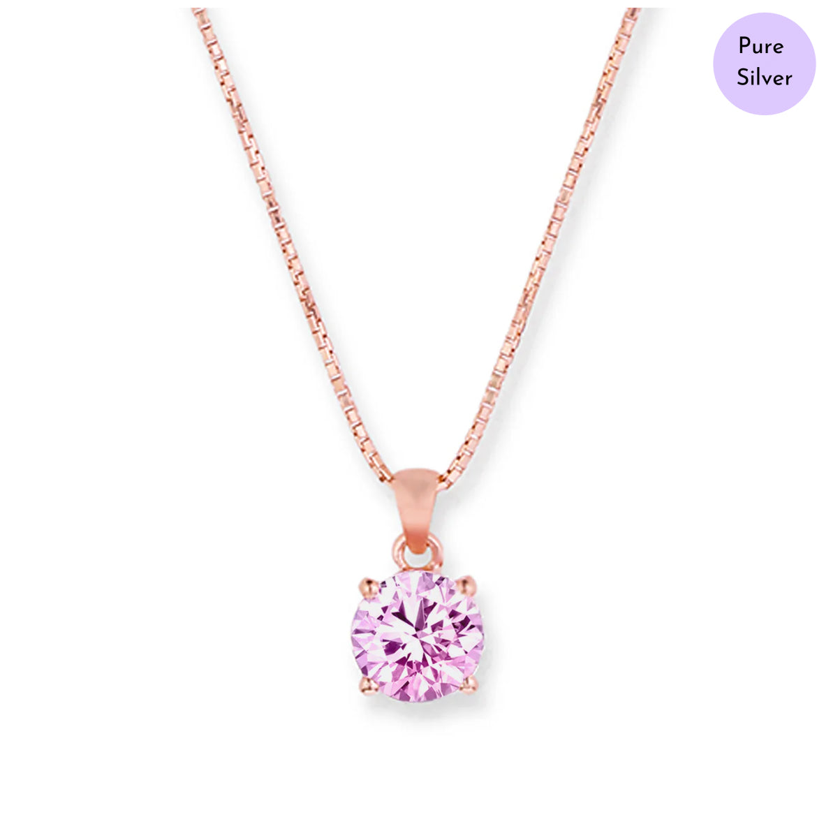 Pink Orbit Pendant Rose Gold Plated 925 Silver Pendant with Chain