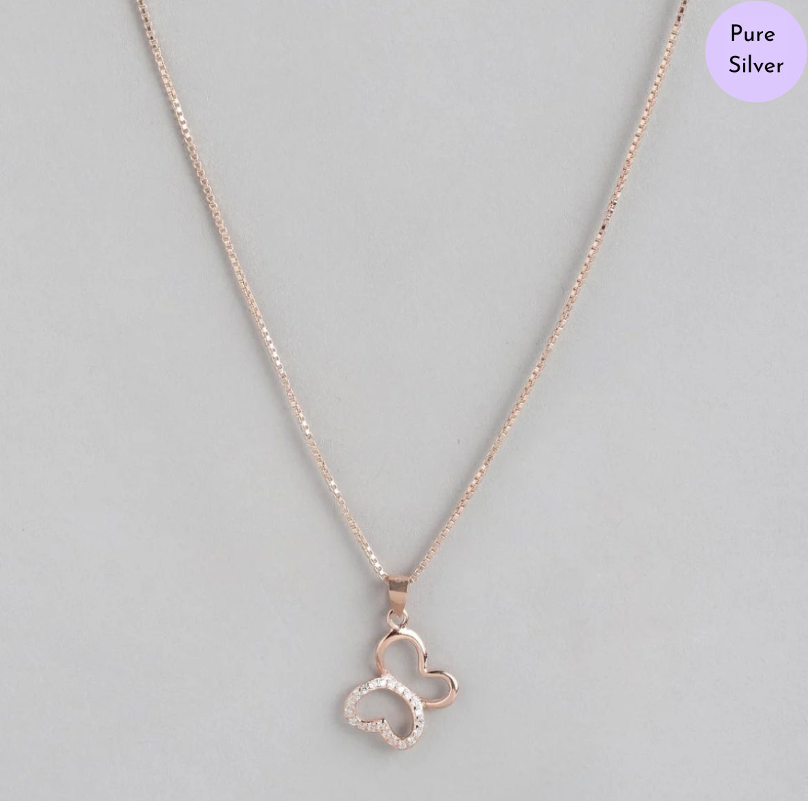 Dreamcatcher Wings Rose Gold-Plated 925 Silver Butterfly Pendant with Chain