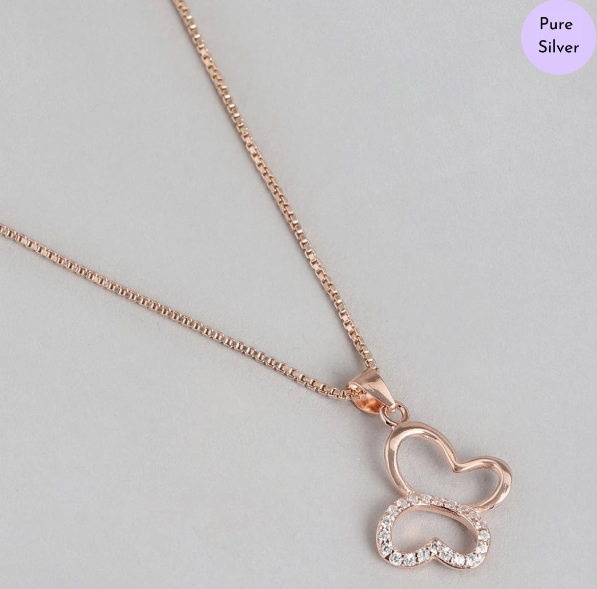 Dreamcatcher Wings Rose Gold-Plated 925 Silver Butterfly Pendant with Chain
