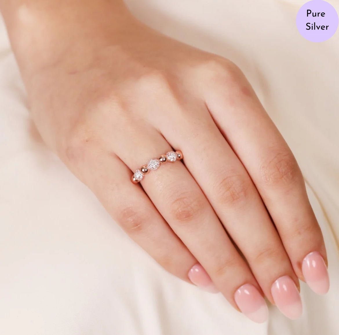 Flora Lux Rhodium Rose Gold-Plated 925 Sterling Silver Ring