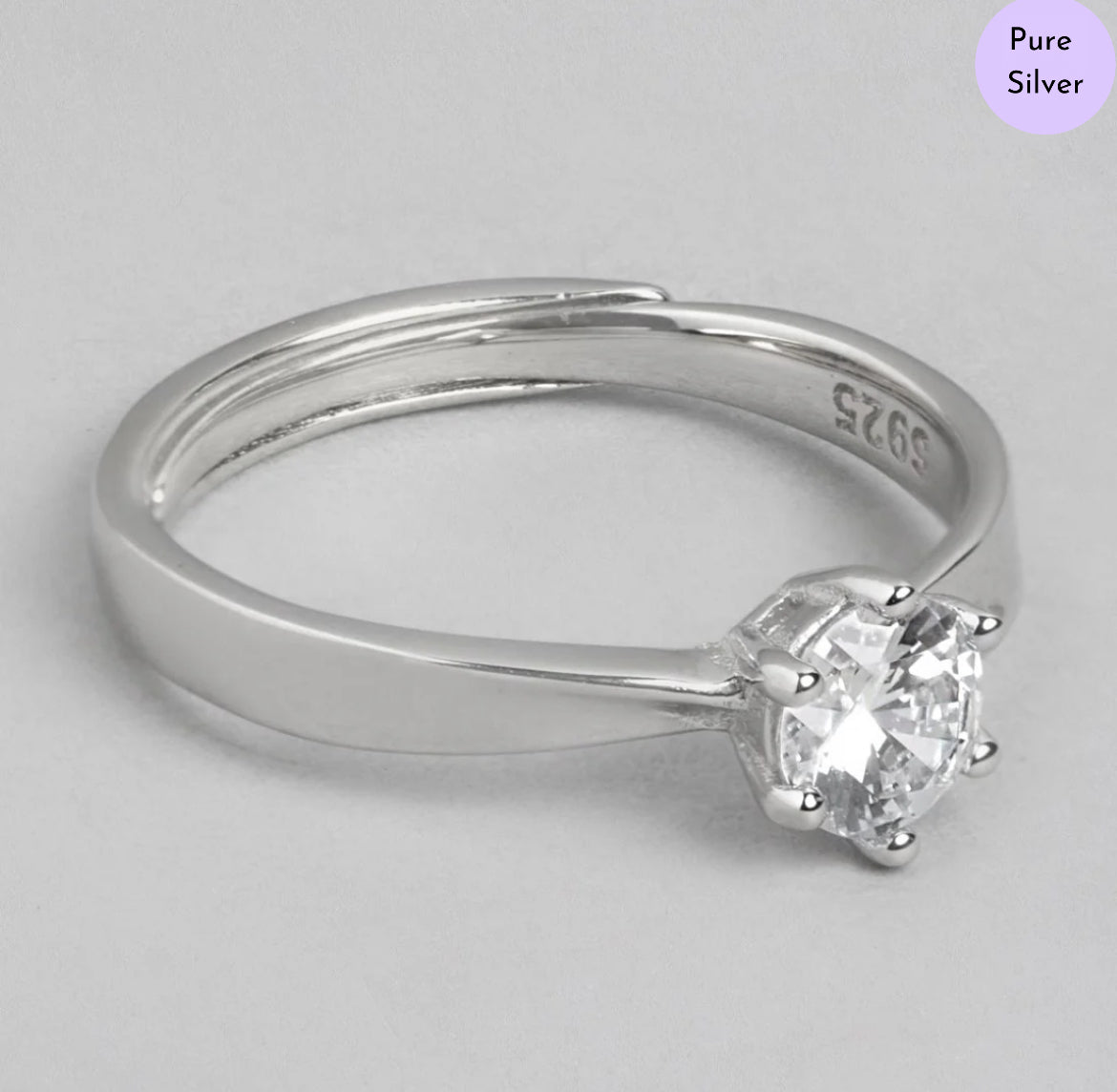 Shimmer Halo Rhodium-Plated CZ 925 Sterling Silver Ring