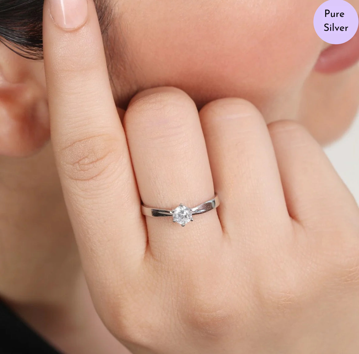 Shimmer Halo Rhodium-Plated CZ 925 Sterling Silver Ring